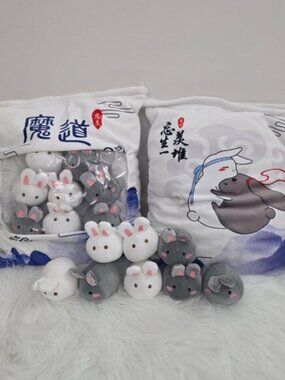 Set of 2 Bunny Pillow Cushion Grandmaster of Demonic Cultivation Rabbit Anime